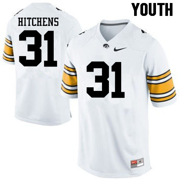 Youth Iowa Hawkeyes #31 Anthony Hitchens College Football Jerseys-White